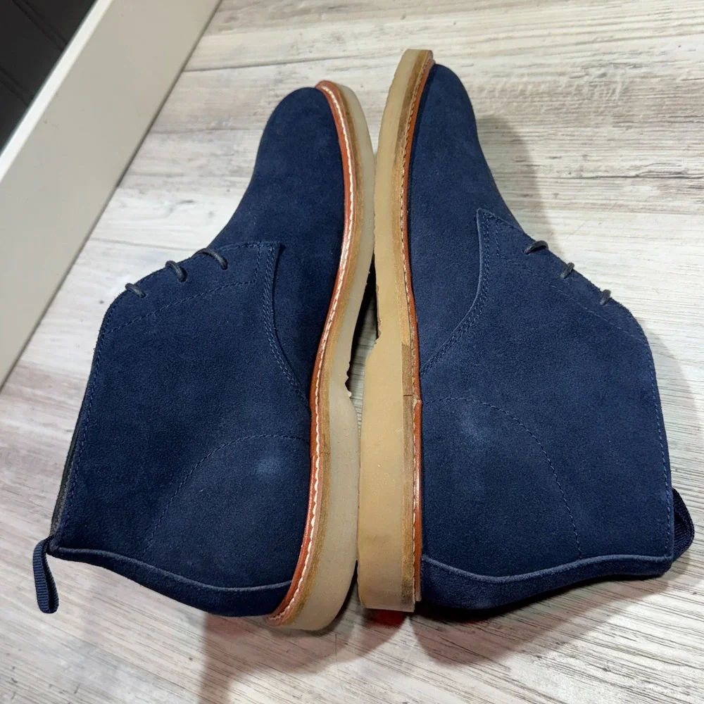 Nordstrom Ortholite Chukka Blue Suede Crepe Soles Lace-Up Ankle Boots Men Sz 9M